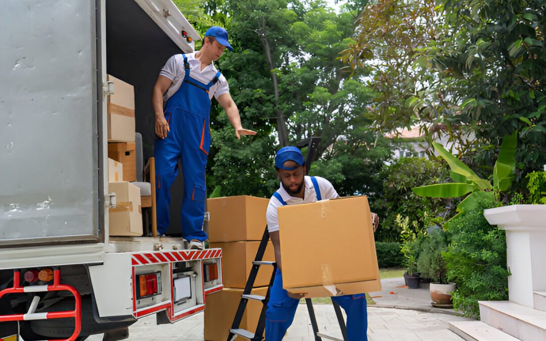 Professional goods move service use truck carry personal belongings door to door
